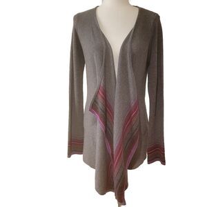 Ella Moss 90% Merino Wool 10% Cashmere Gray/Purp Open Front  Sz S Women Cardigan